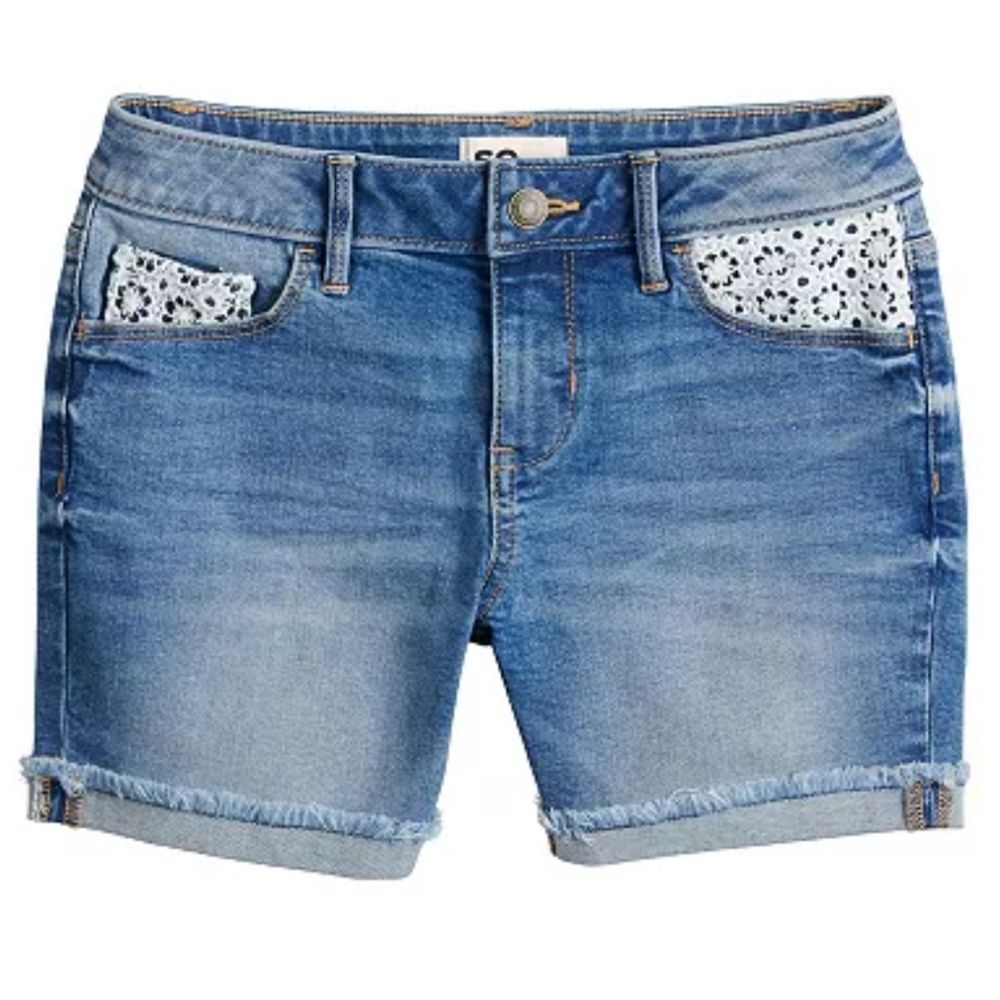 Girls raw cuffed hem denim shorts size 16